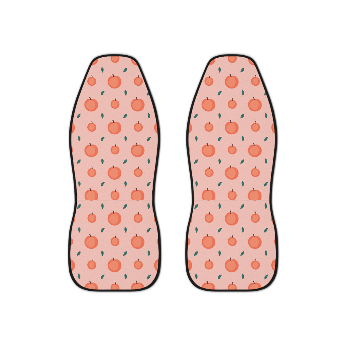 Pink peach print car seat covers, set of two front seat covers