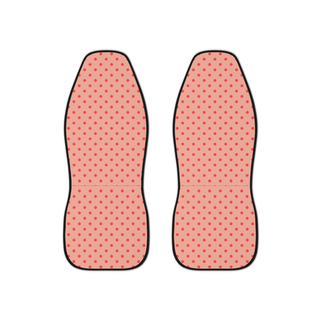 Pink polka dot car seat covers, set of two front seat covers