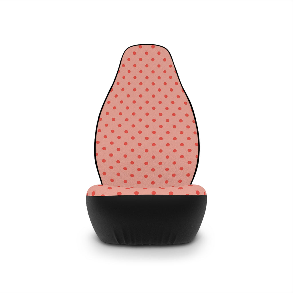 Pink polka dot car seat covers, product view 4