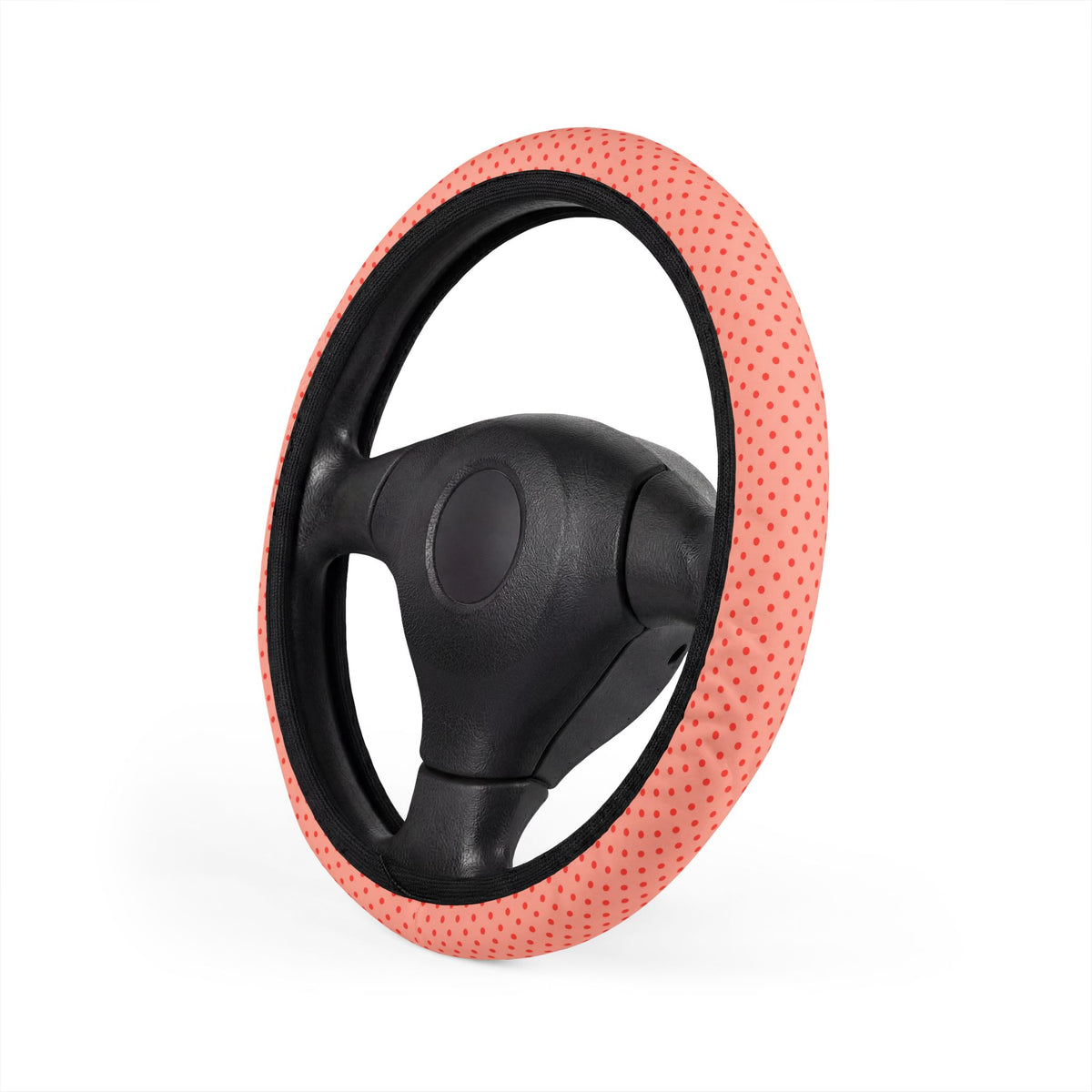 Pink polka dot steering wheel cover, product view 4