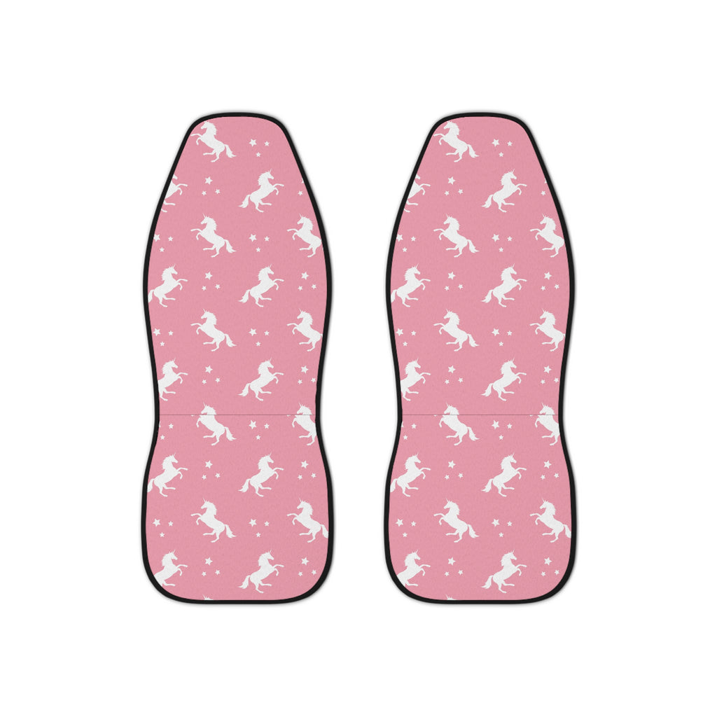 Pink unicorn car seat covers, set of two front seat covers