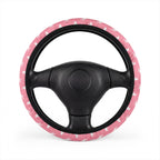 Pink unicorn steering wheel cover, on a steering wheel
