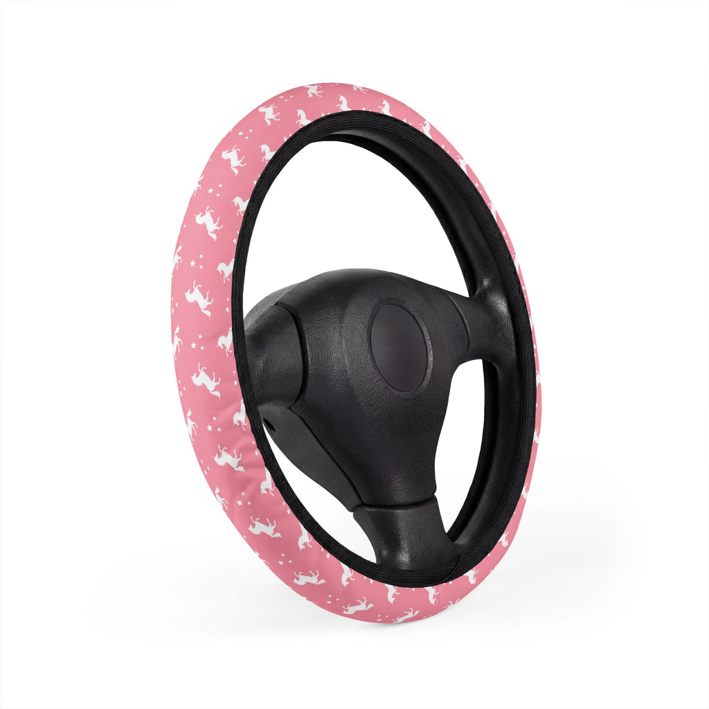 Pink unicorn steering wheel cover, product view 3