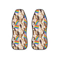 Pride flag hands car seat covers, set of two shown side by side