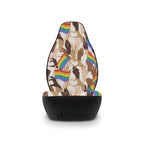 Pride flag hands car seat covers, single cover on a seat, front view