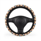 Pride flag hands steering wheel cover, front view