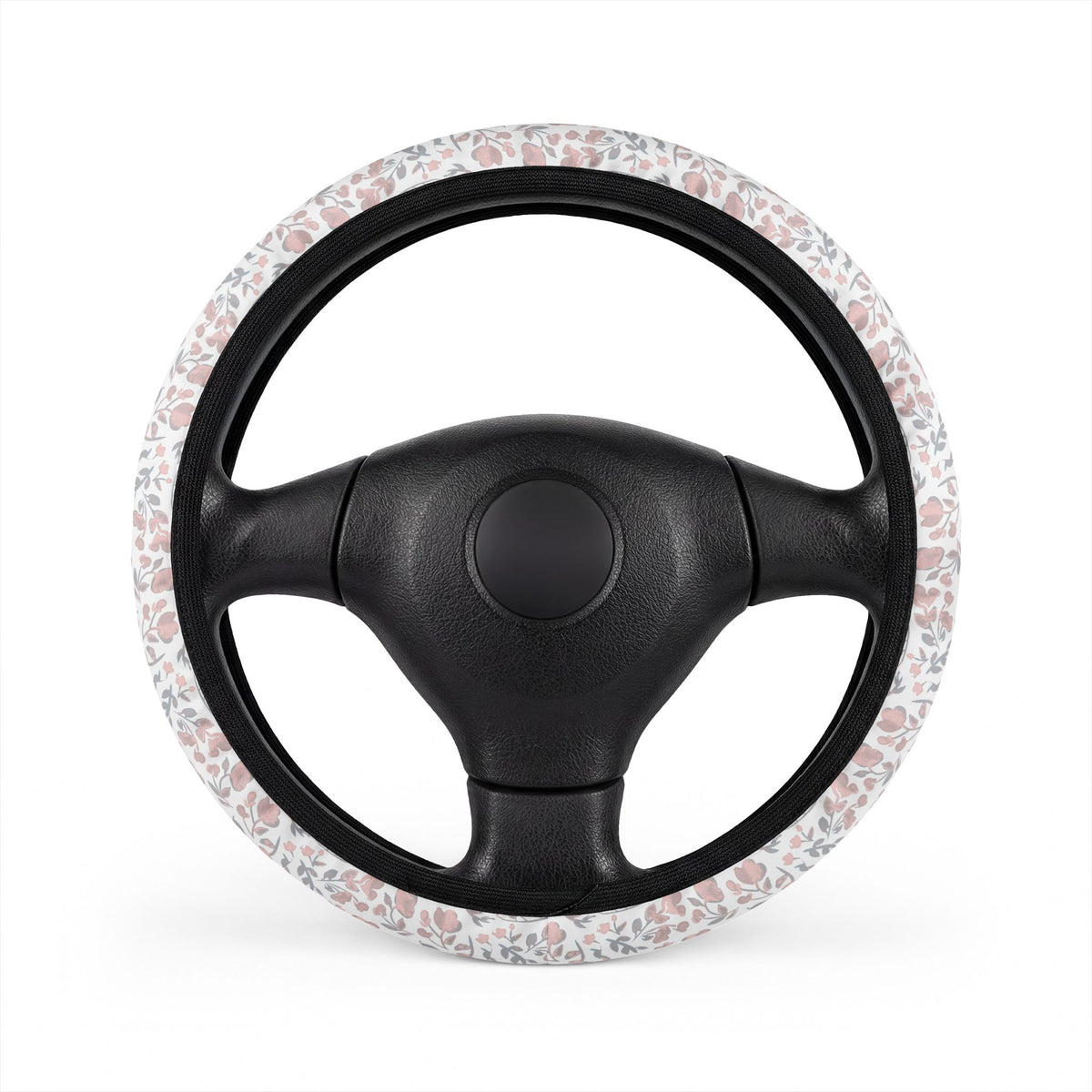 Purple floral boho steering wheel cover, on a steering wheel