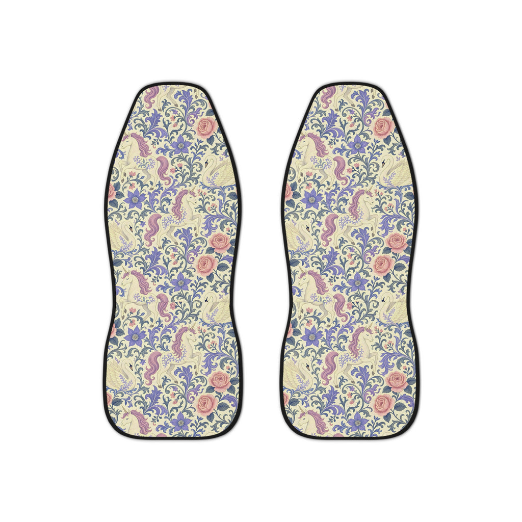 Purple unicorn swan car seat covers, set of two front seat covers