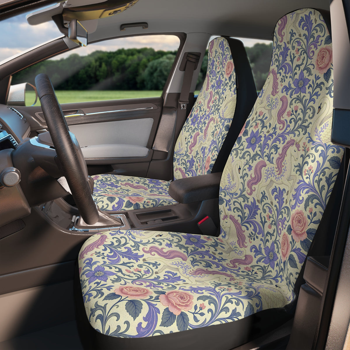 Purple unicorn swan car seat covers, product view 3