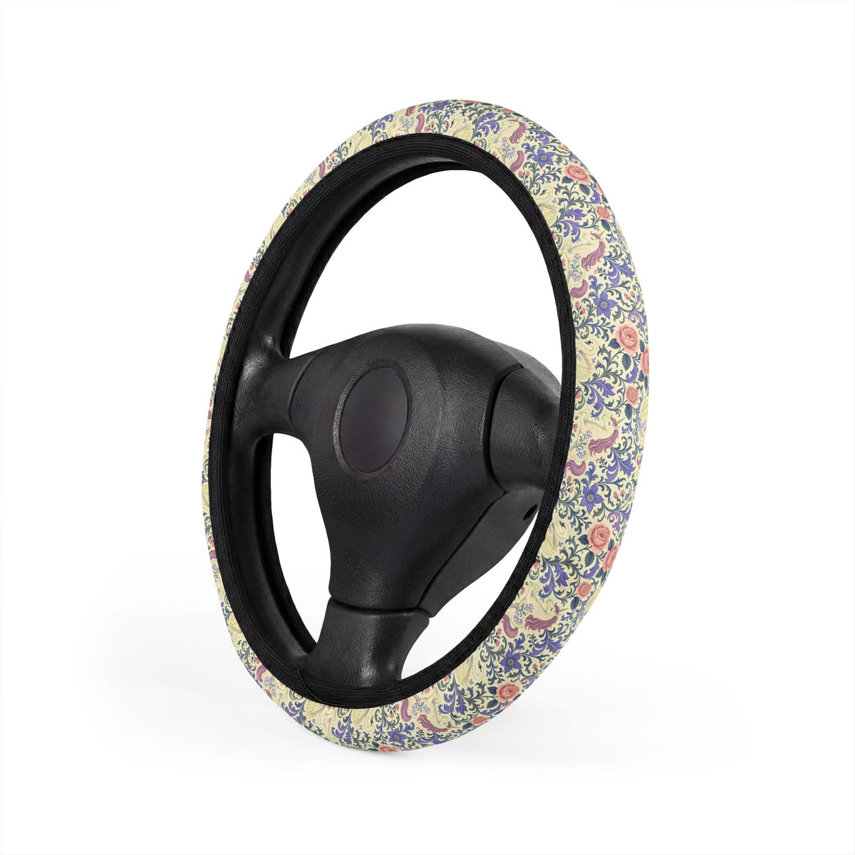 Purple unicorn swan steering wheel cover, product view 4