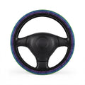 Rainbow American flag steering wheel cover, on a steering wheel