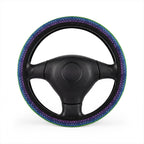 Rainbow American flag steering wheel cover, on a steering wheel