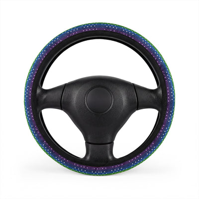 Rainbow American flag steering wheel cover, on a steering wheel