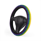 Rainbow American flag steering wheel cover, product view 4