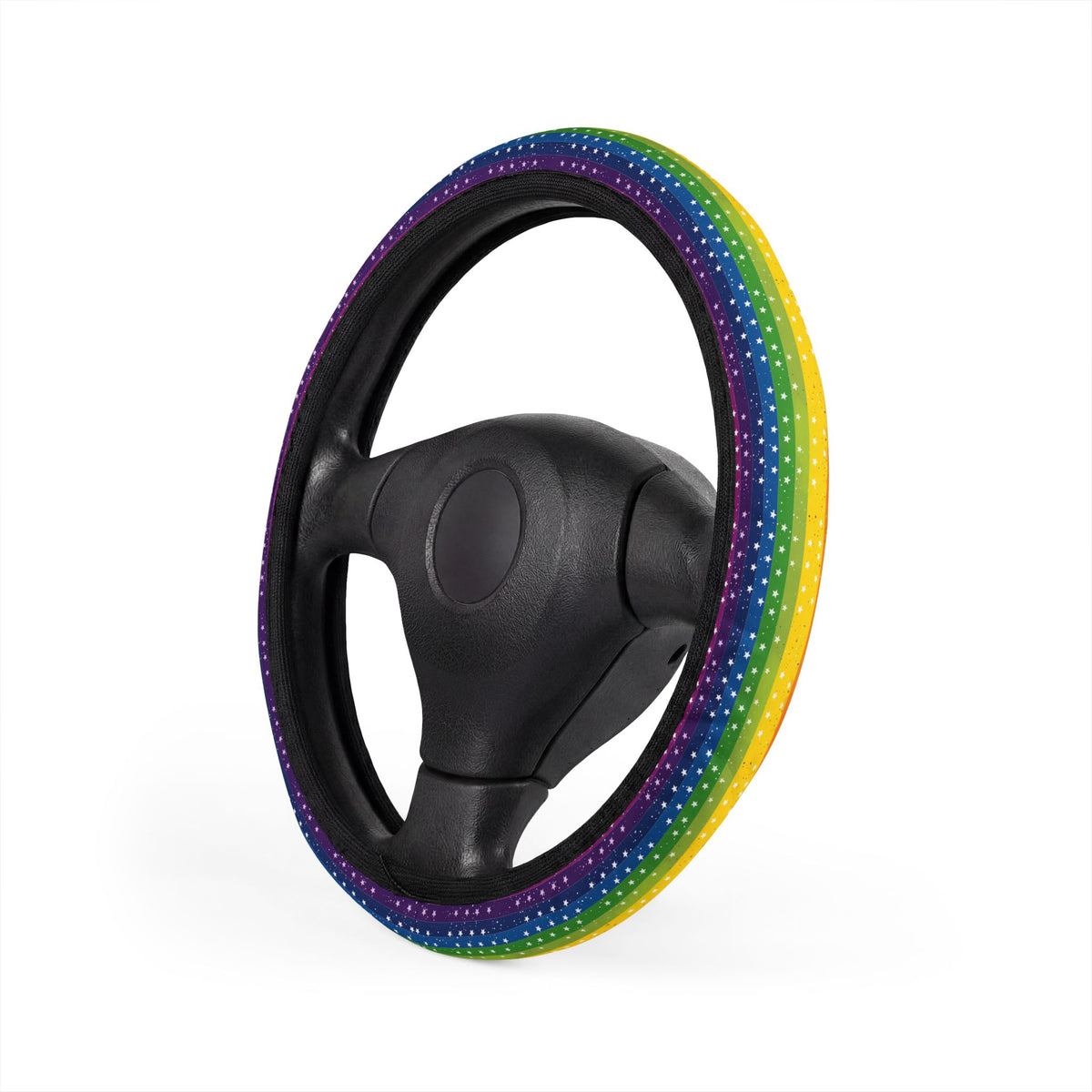 Rainbow American flag steering wheel cover, product view 4