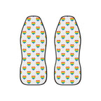 Rainbow heart pride car seat covers, set of two front seat covers