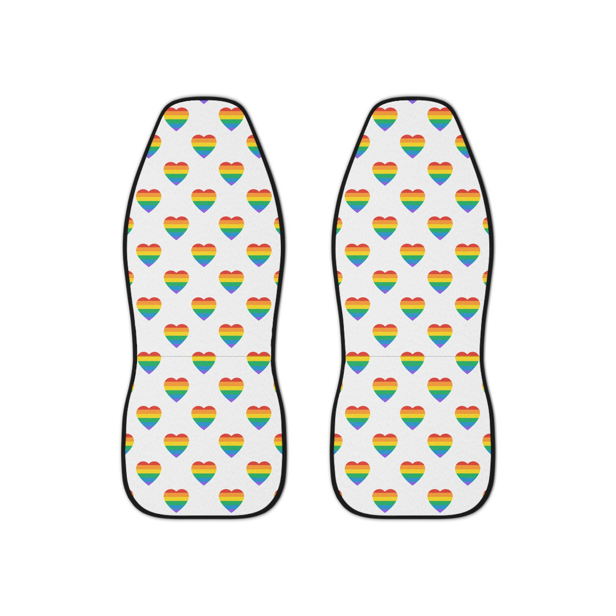 Rainbow heart pride car seat covers, set of two front seat covers