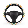Rainbow heart pride steering wheel cover, on a steering wheel