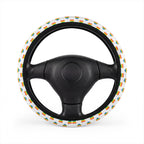 Rainbow heart pride steering wheel cover, on a steering wheel