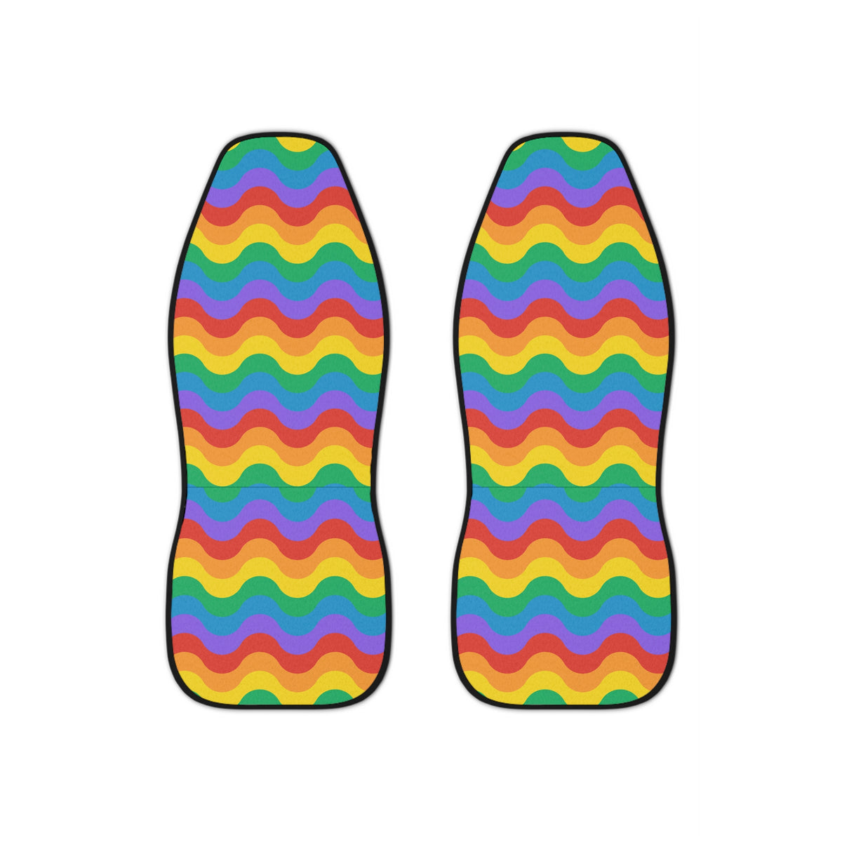 Rainbow wave pride car seat covers, set of two front seat covers