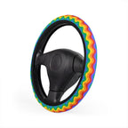 Rainbow wave pride steering wheel cover, product view 4