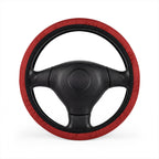 Red rainbow glitter steering wheel cover, on a steering wheel