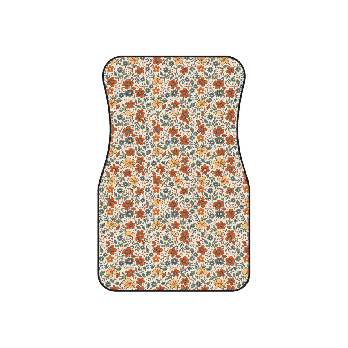 Retro flower print car mats, set of four, front and rear mats