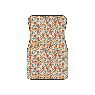 Retro flower print car mats, set of four, front and rear mats