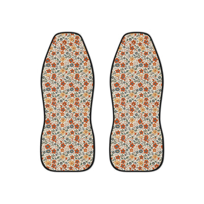 Retro flower print car seat covers, set of two front seat covers