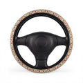 Retro flower print steering wheel cover, on a steering wheel