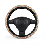 Retro flower print steering wheel cover, on a steering wheel