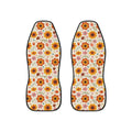 Retro orange flower print car seat covers, set of two front seat covers