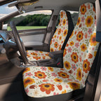 Retro orange flower print car seat covers, product view 3