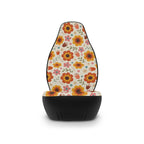 Retro orange flower print car seat covers, product view 4
