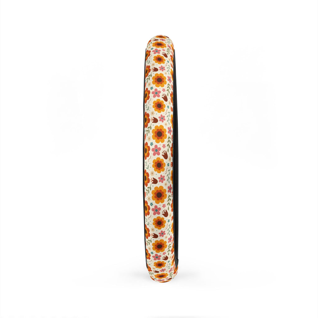 Retro orange flower print steering wheel cover, product view 5