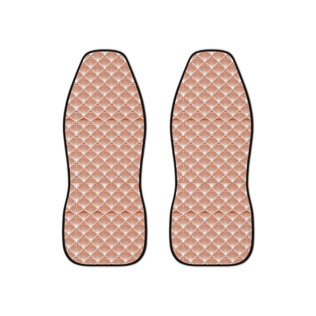 Retro seashell print car seat covers, set of two front seat covers