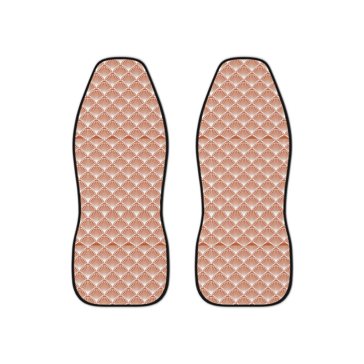 Retro seashell print car seat covers, set of two front seat covers