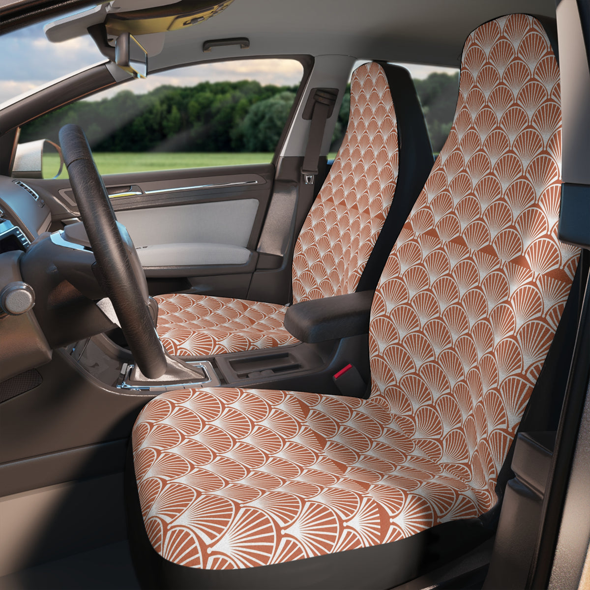Retro seashell print car seat covers, product view 2
