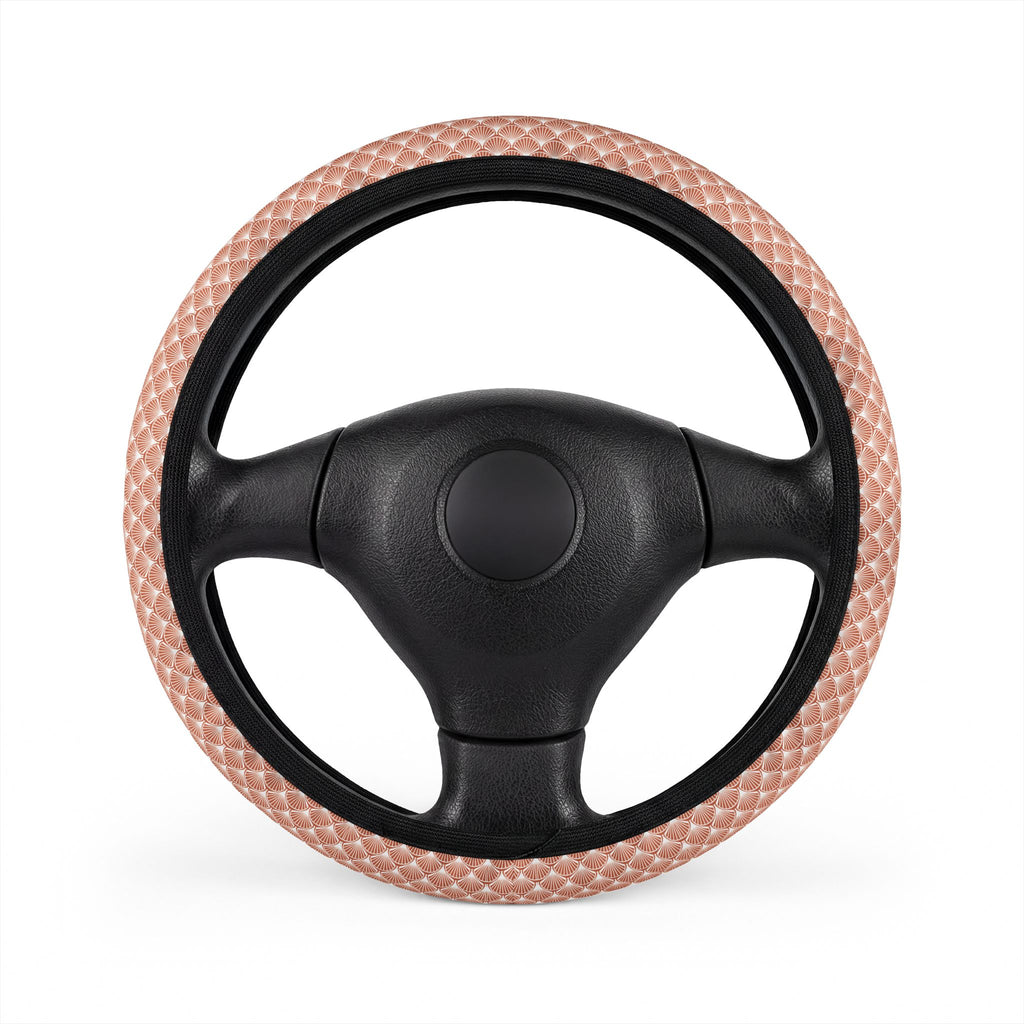 Retro seashell print steering wheel cover, on a steering wheel