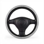 Silver rainbow glitter steering wheel cover, on a steering wheel