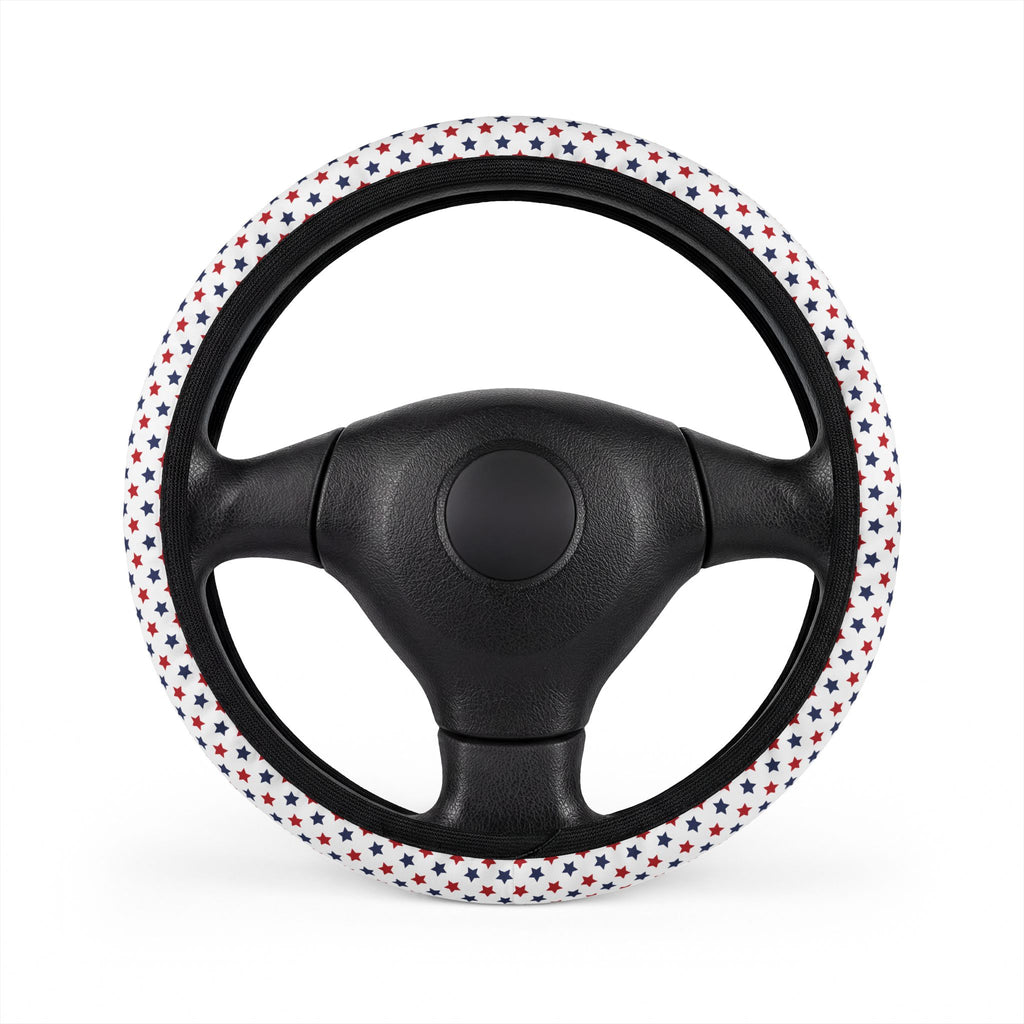 Star American flag steering wheel cover, on a steering wheel