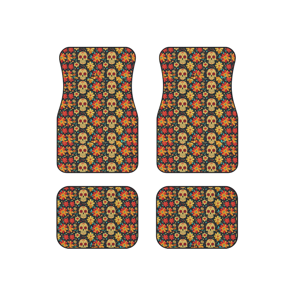 Sugar skull floral car mats, product view 6