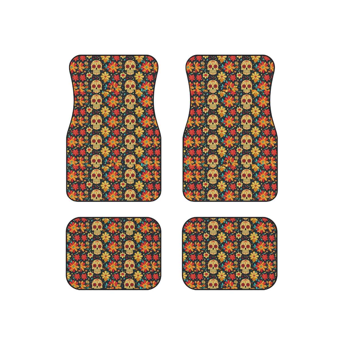 Sugar skull floral car mats, product view 6