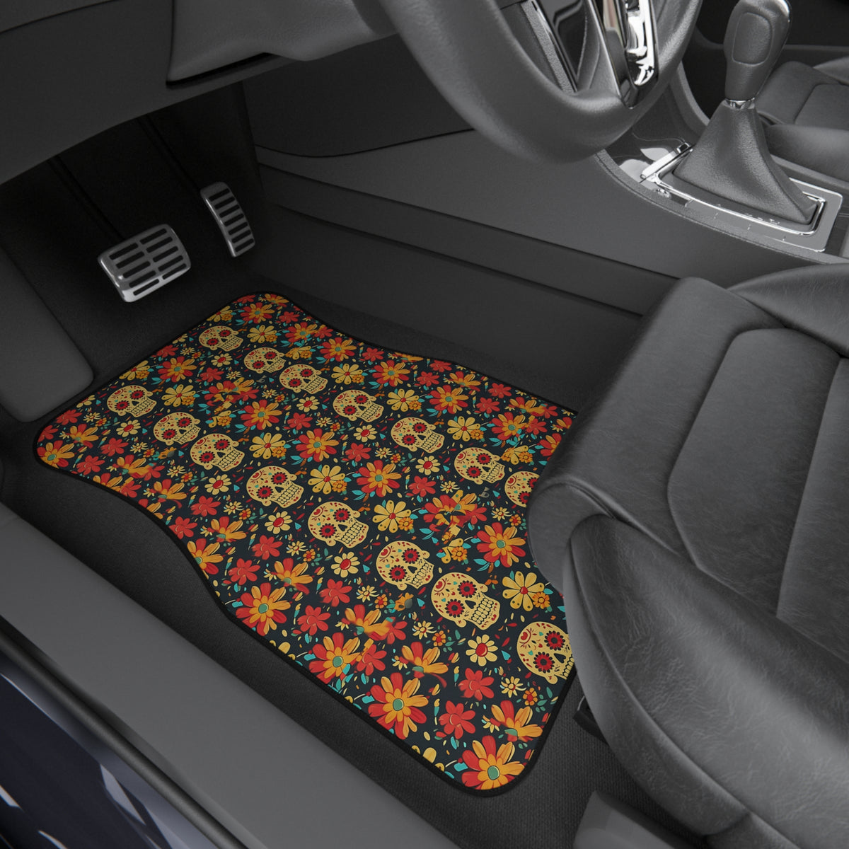 Sugar skull floral car mats, product view 8