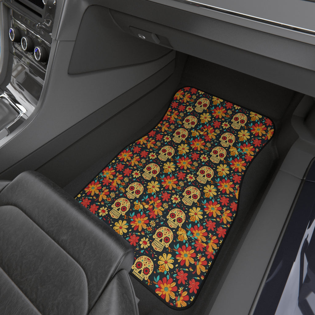 Sugar skull floral car mats, product view 9
