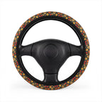 Sugar skull floral steering wheel cover, front view