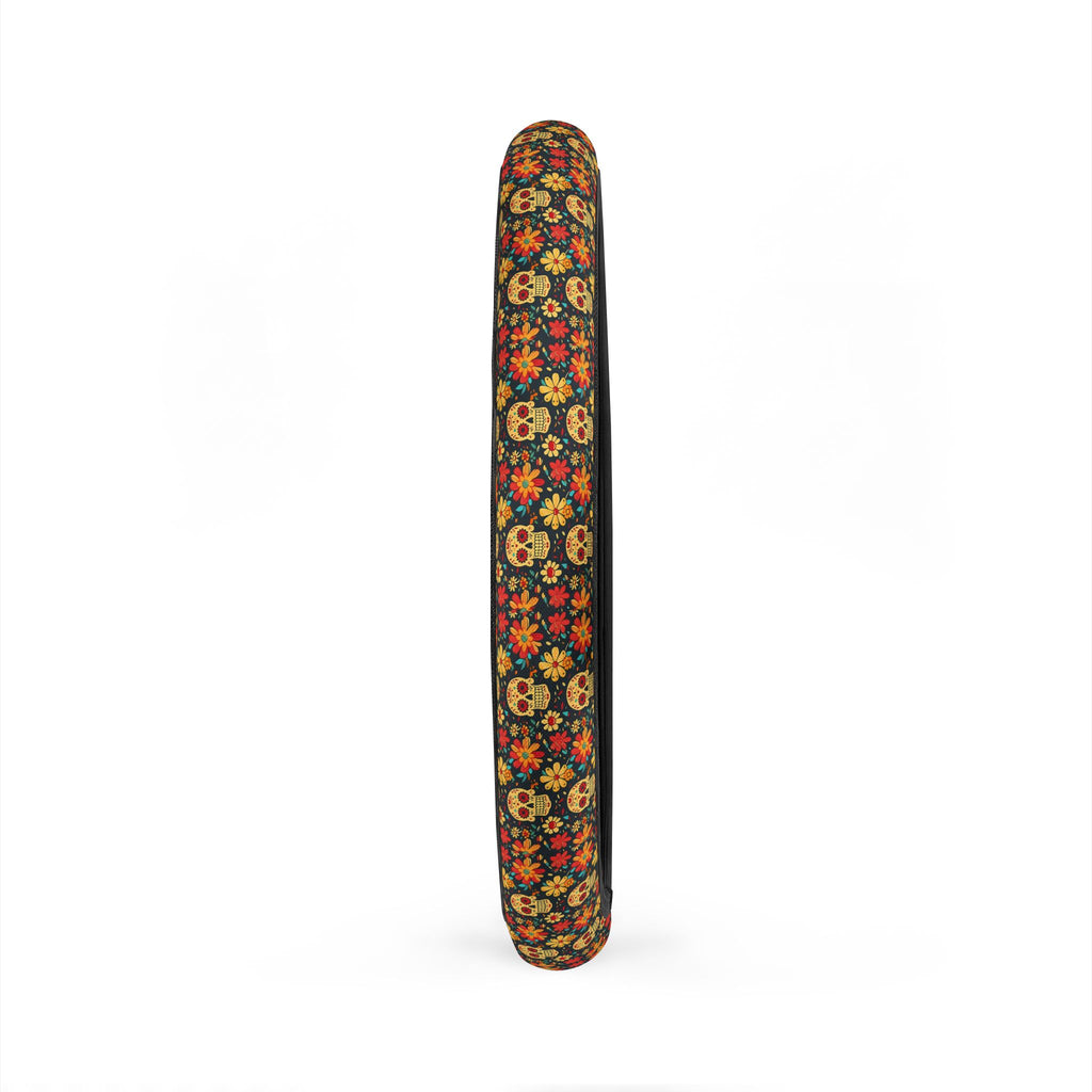 Sugar skull floral steering wheel cover, product view 5
