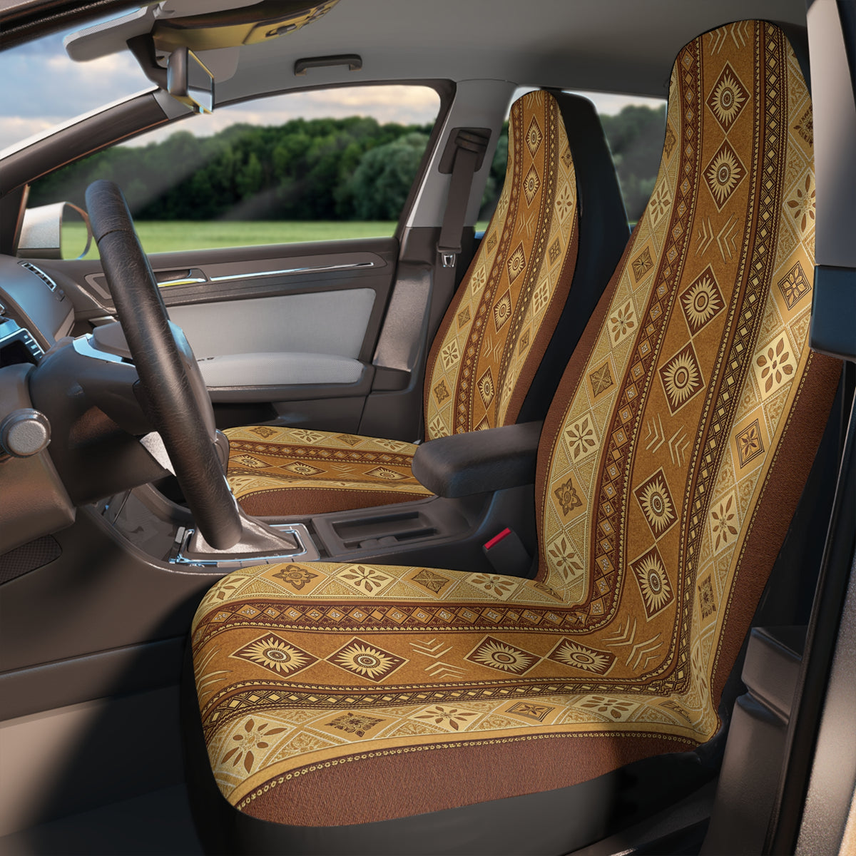 Tan desert boho car seat covers, product view 3