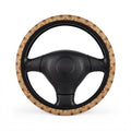 Tan desert boho steering wheel cover, on a steering wheel