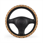 Tan desert boho steering wheel cover, on a steering wheel